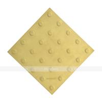 Плитка тактильная (преодолимое препятствие, конусы линейные), 55х300х300, бетон, жёлтая, 2 категории