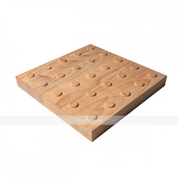 Плитка тактильная (преодолимое препятствие, поле внимания, конусы линейные), 35х300х300, деревянная