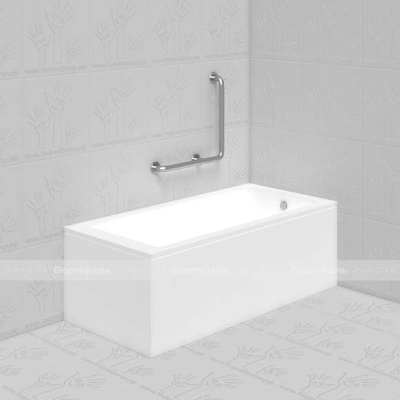 Поручень для ванны, туалета, угловой Г-образный (правый), цвет белый, 900x600мм