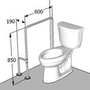 Поручень для туалетной комнаты ПС-1-П3-С0-D38, 600х190х850 мм