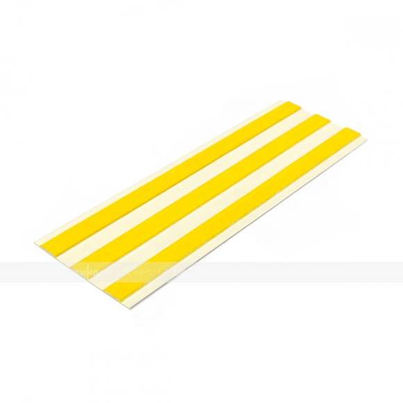 "Холодный пластик", разметка направления движения для МГН, 3 желтых полосы, белая базовая основа 180