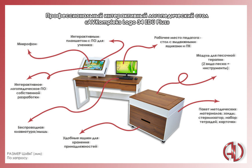 Профессиональный интерактивный логопедический стол «AVKompleks Logo 34 EDU Plus»