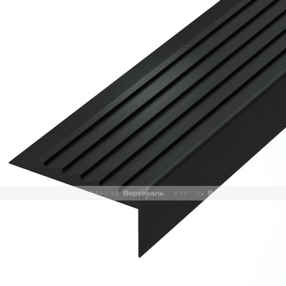 Накладка на ступень, угловая, противоскользящая, материал; ПУ, ВxШxГ 19х44х1000, черного цвета