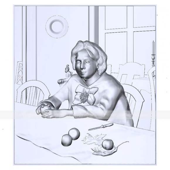 Картина 3D «Девочка с персиками», тактильная
