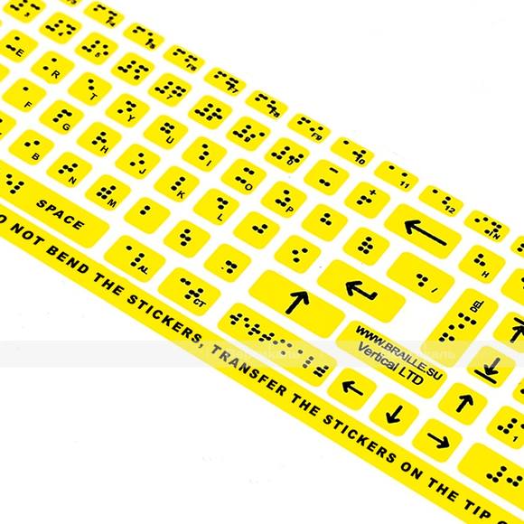 Набор тактильных наклеек для маркировки Брайлем, английский язык, 100 x 350мм