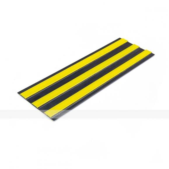 Лента тактильная направляющая, ВхШ 4х180, материал-ПВХ, 3 желтые полосы на черной основе