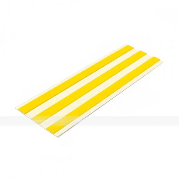 Лента тактильная направляющая, ВхШ 4х180, материал-ПВХ, 3 желтые полосы на белой основе