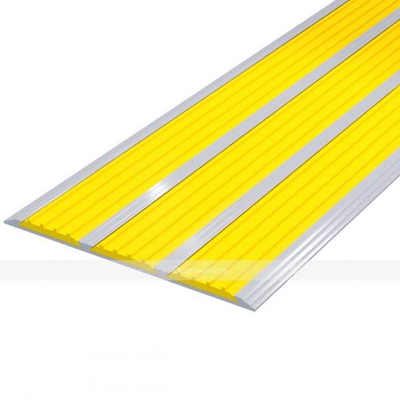 Лента противоскользящая, материал - ПВХ, в AL профиле шириной 100 мм, желтый/желтый/желтый