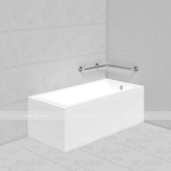 Поручень для ванны, туалета, внутренний угловой (левый), цвет белый, 600x600мм