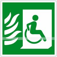 Пиктограмма Эвакуационные пути для инвалидов» (Выход здесь) направо, 150х150 мм