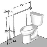 Поручень для туалетной комнаты ПС-1-П2-С1-D32, 750х190х850 мм