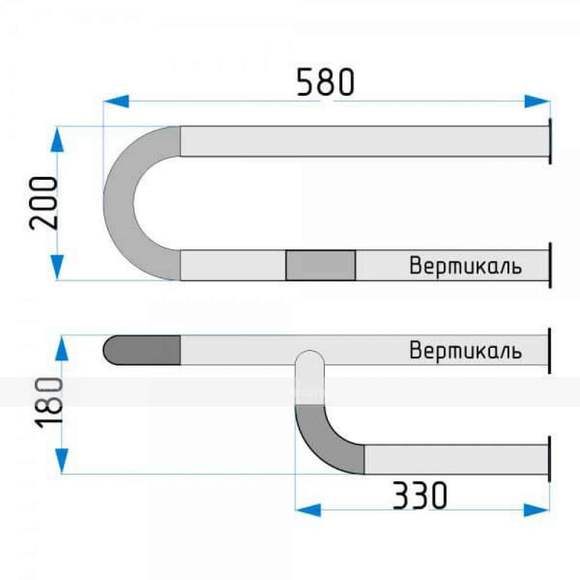 Поручень для санузла (раковина, унитаз, писсуар) (левый) 200x180x580 мм