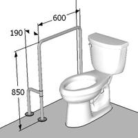 Поручень для туалетной комнаты ПС-1-П3-С0-D32, 600х190х850 мм