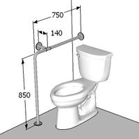 Поручень для туалетной комнаты ПС-1-П1-С2-D32, 750х140х850 мм
