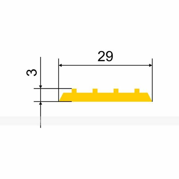 Лента тактильная направляющая, ВхШхГ 3х29х1000, материал - ПВХ, желтого цвета