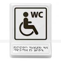 Пиктограмма с дублированием информации по системе Брайля на наклонной площадке «Туалет для инвалидов