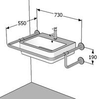 Поручень для раковины ПО-2-П0-С4-D32, 730х550х190 мм