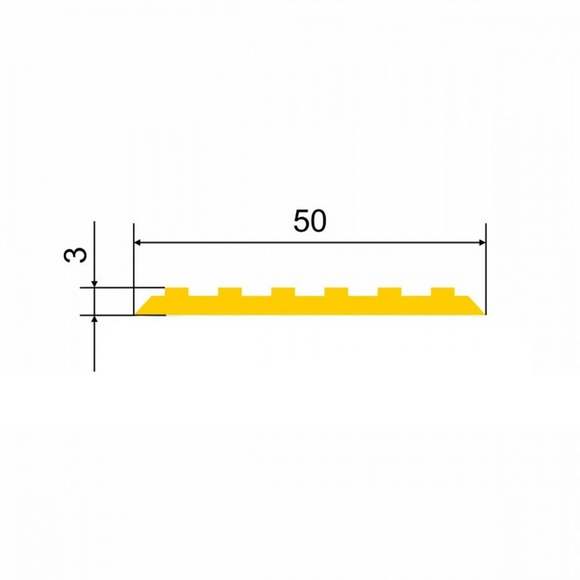 Лента тактильная, направляющая, ВхШхГ 3х50х1000, материал - ПВХ, желтого цвета