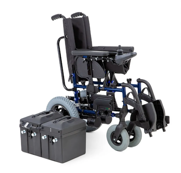 Кресло-коляска электрическая F35R2 c гелевым аккумулятором MNB MNC 40-12 (синий, 43 см)