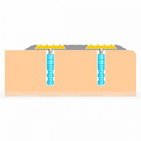 Накладка на ступень противоскользящая, в антивандальном алюм профиле шириной 92мм, с двумя резиновым