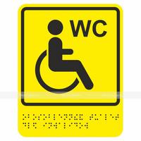 Пиктограмма с дублированием информации по системе Брайля. Туалет доступный для инвалидов на кресле-к
